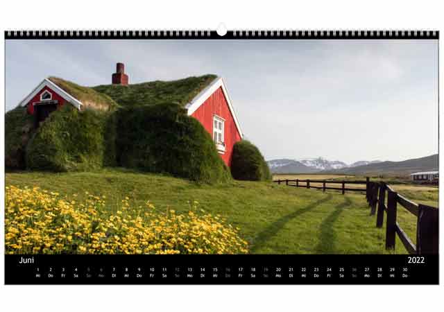 Jahreskalender Island | Juni 2022 |  Borgarfj&ouml;r&eth;ur